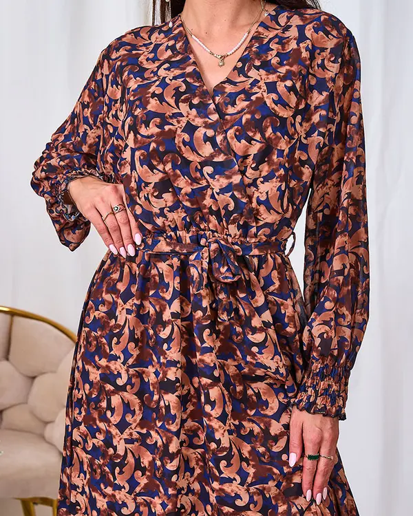 Resti Resti Camel patterned women's maxi dress