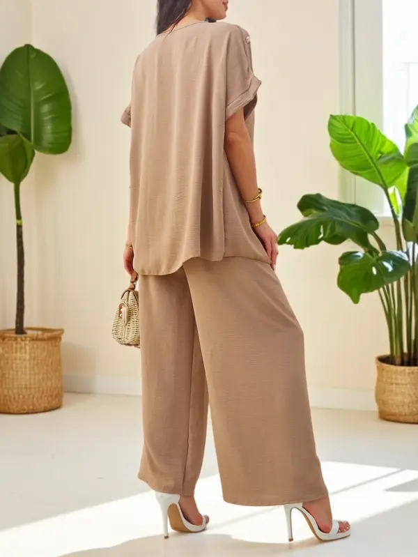 Resti Resti Cotton women's set with short sleeves and wide pants