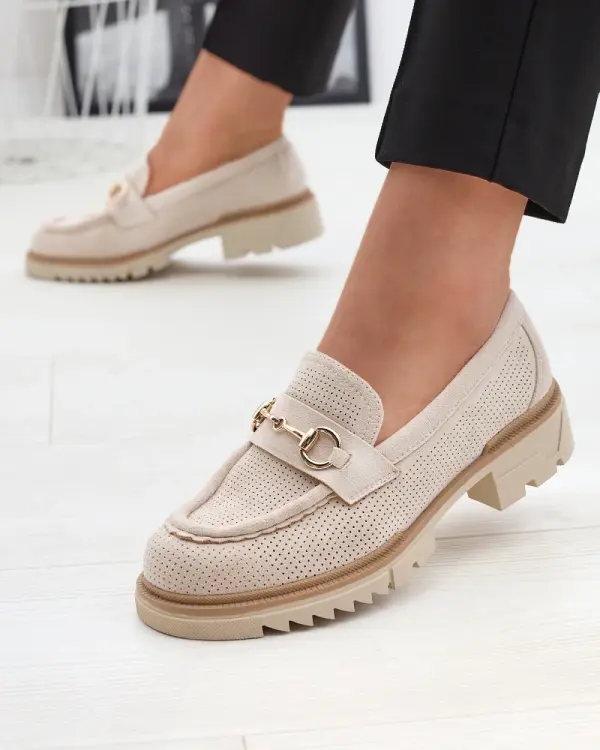 Resti Resti Cream openwork women's moccasins with chain Imerila - Footwear