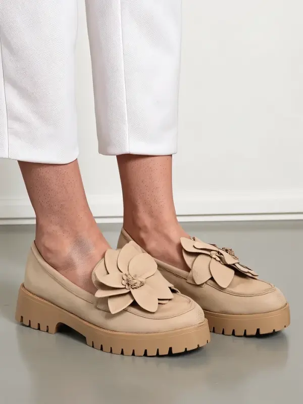 Resti Resti Eco suede women's moccasins with Floverse flower