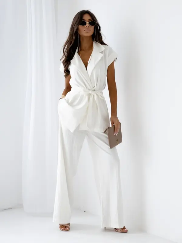 Resti Resti Ecru Livia Palazzo Women's Trousers – Italian style, luxurious fabric