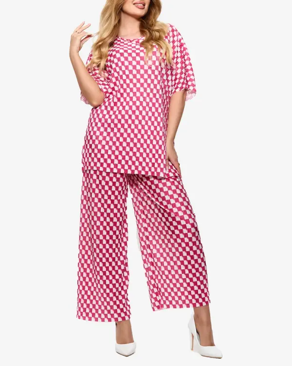 Resti Resti Fuchsia women's pleated patterned set - Clothing