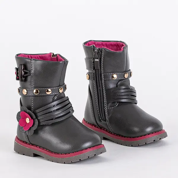 Resti Resti Gray children's boots made of eco leather Kisso - Footwear