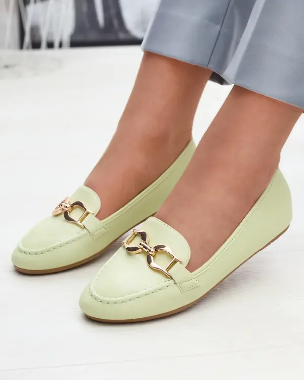 Resti Resti Green eco-leather women's moccasins with embellishment Wiwet-Footwear