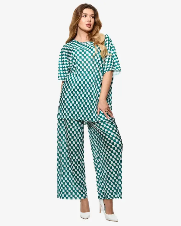 Resti Resti Green women's pleated patterned set - Clothing