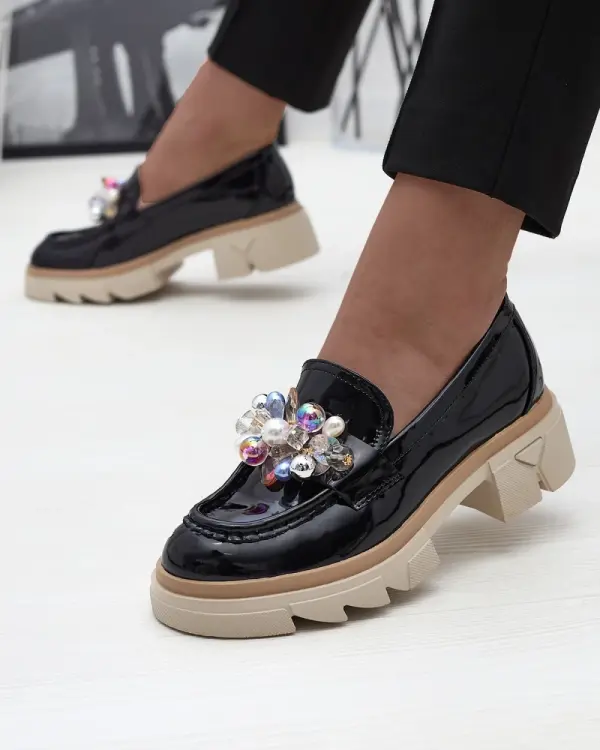 Resti Resti Lacquered black moccasins for women Geloppa - Footwear