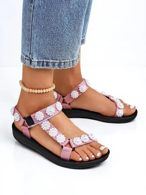 Resti Resti Letitia pink platform sandals - classic pearl studs