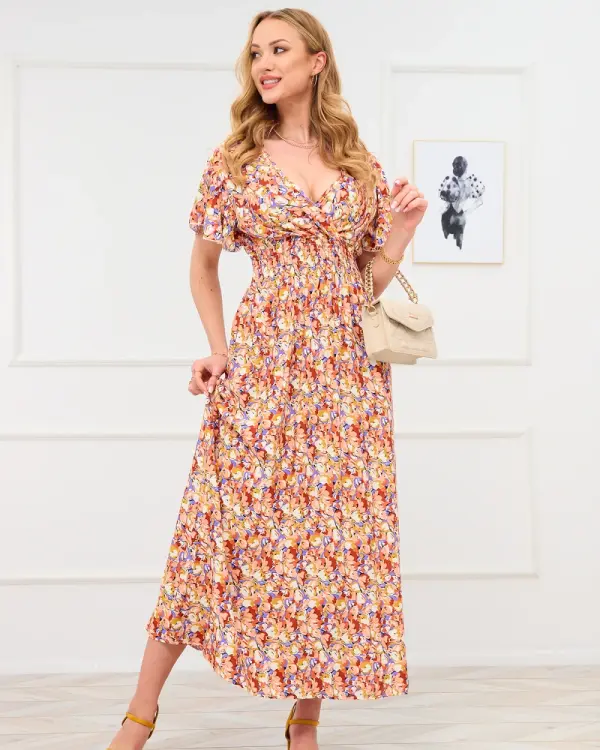 Resti Resti Light brown women's floral maxi dress - Clothing