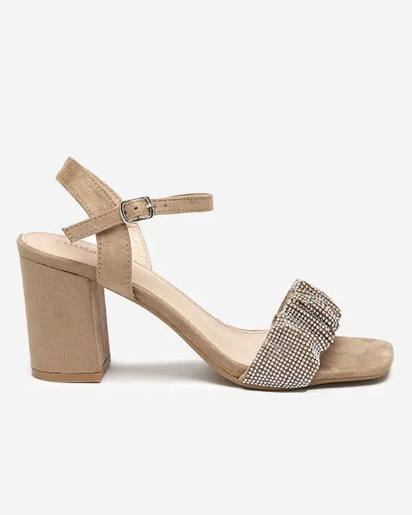 Resti Resti Light brown women's sandals on a post with Trieste cubic zirconias - Footwear