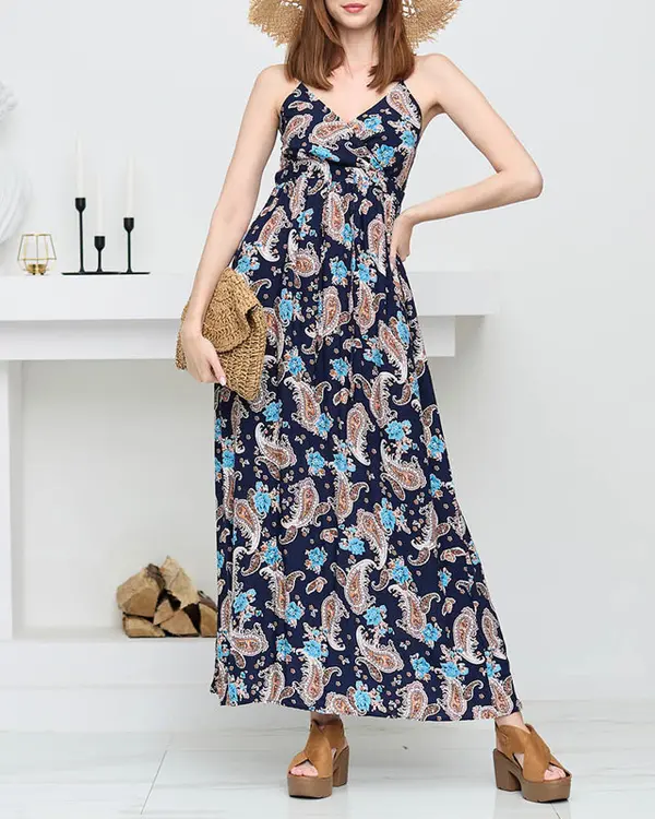 Resti Resti Navy blue airy women's maxi dress - Clothing