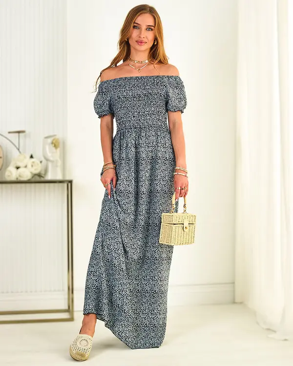 Resti Resti Navy blue floral women's maxi dress - Clothing