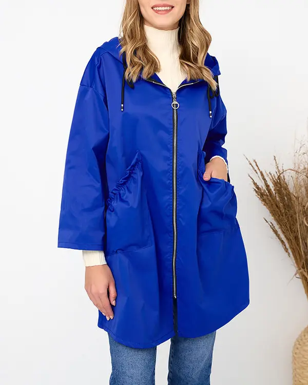 Resti Resti Navy blue women's coat jacket with hood- Clothing