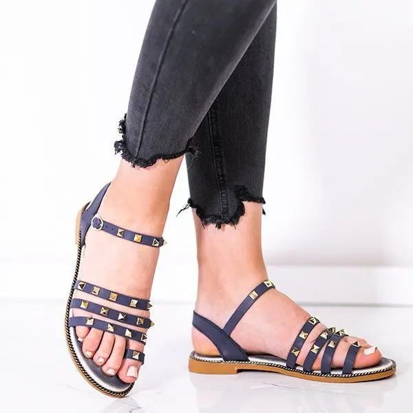 Resti Resti Navy sandals with gold studs Sokoto - Footwear