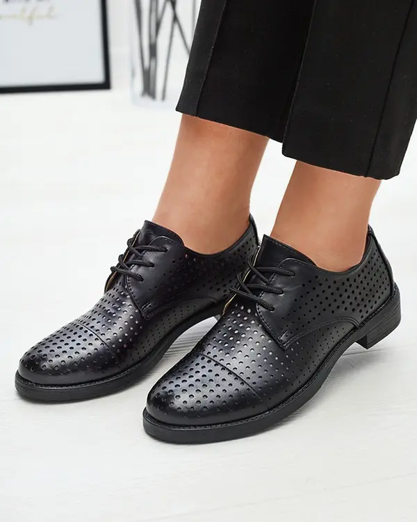 Resti Resti Openwork black women's eco leather half shoes Azedvo- Footwear