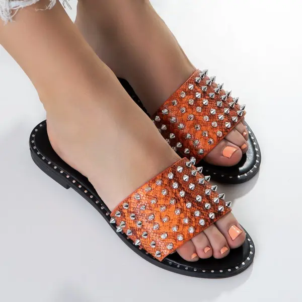 Resti Resti Orange women's sandals with Maurella studs and jets - Footwear