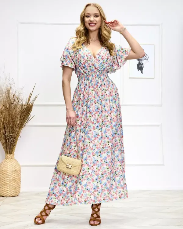 Resti Resti Pink-green women's floral midi dress - Shoes