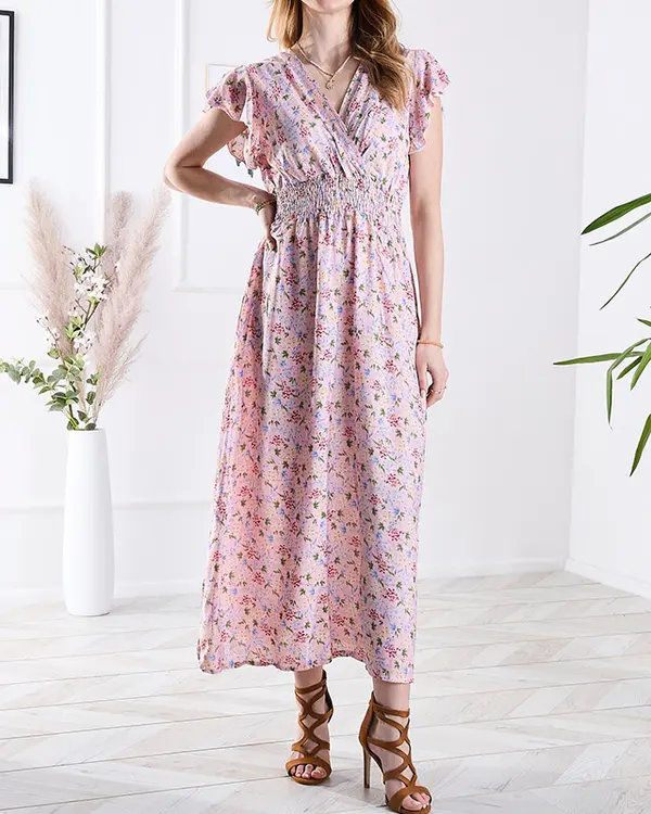 Resti Resti Pink women's floral midi dress - Clothing