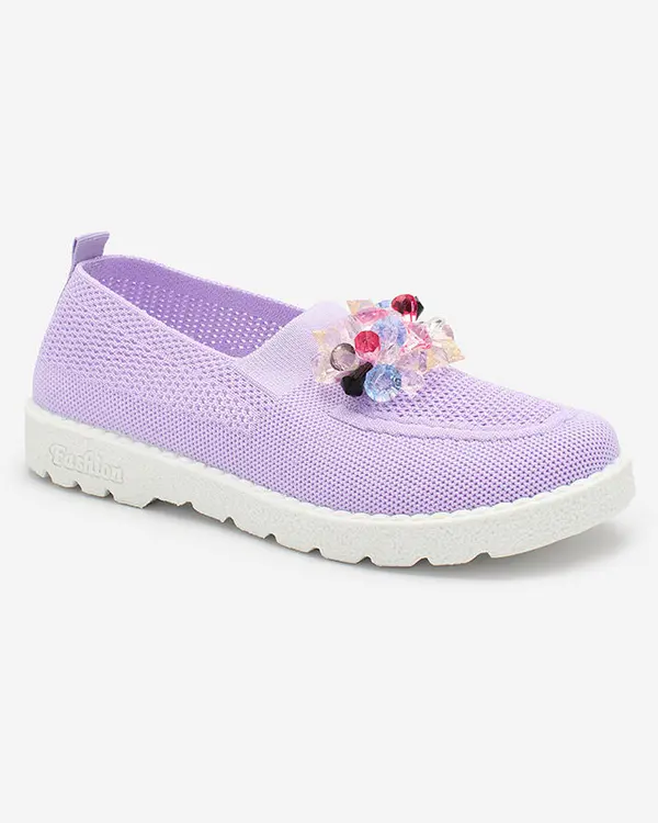 Resti Resti Purple women's fabric moccasins with crystals Fezens