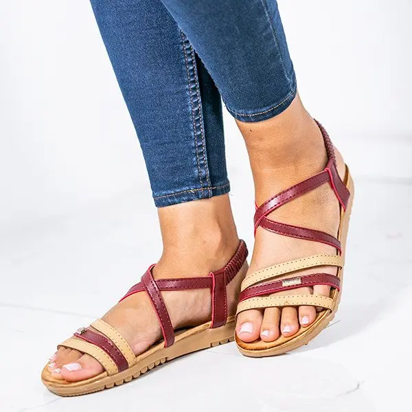 Resti Resti Red and beige sandals with elastic Zsofia - Footwear