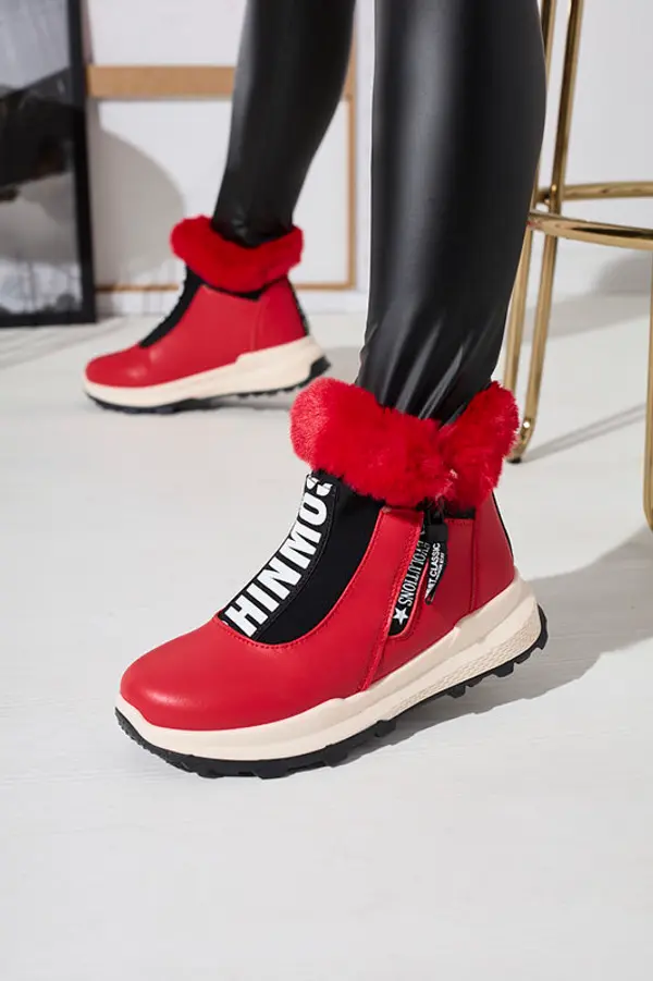 Resti Resti Red women's insulated boots with fur Scherr- Footwear