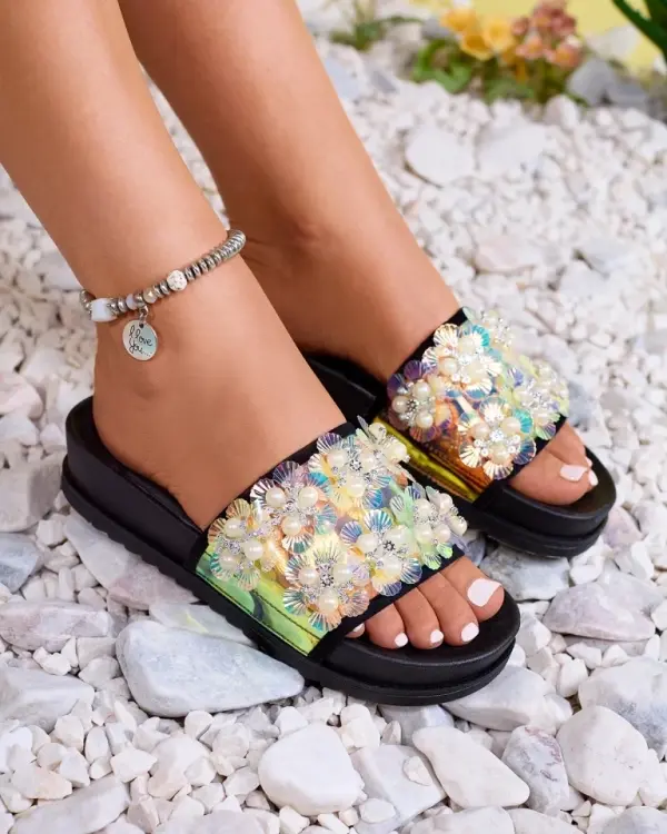 Resti Resti Royalfashion Black women's decorated Maurelle flip-flops