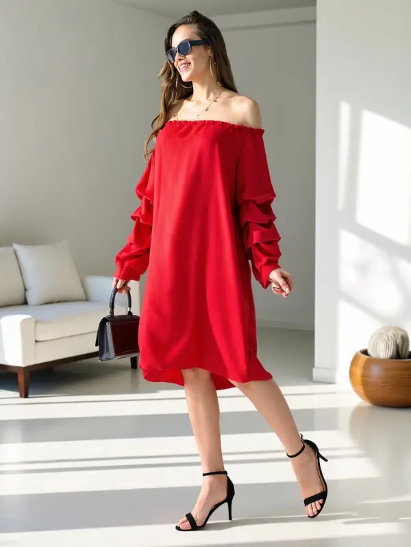 Resti Resti Smooth women's dress a'la Spanish with ruffles