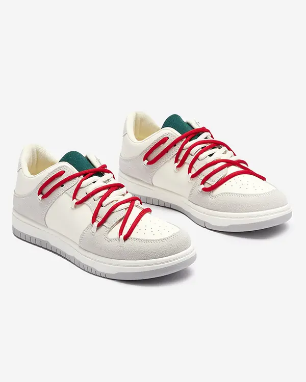 Resti Resti White and gray women's sports sneakers with red laces Olierinc - Footwear
