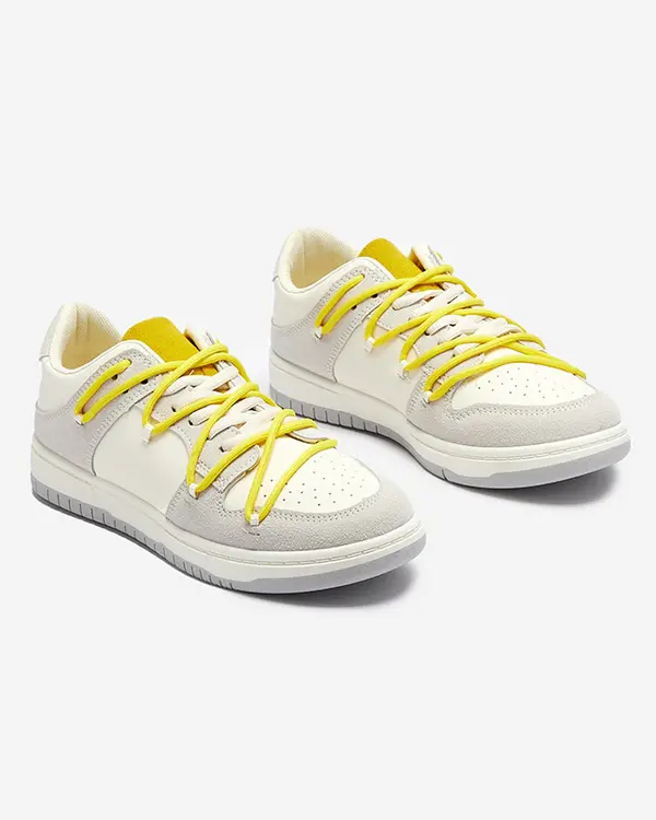 Resti Resti White and gray women's sports sneakers with yellow laces Olierinc - Footwear