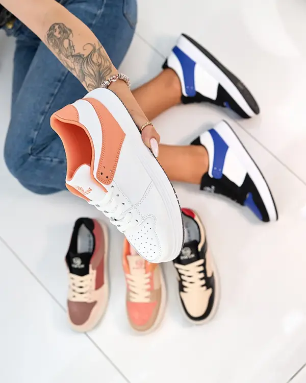 Resti Resti White and orange women's sports shoes Elevace