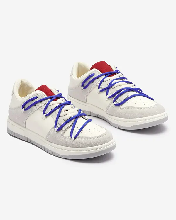 Resti Resti White-gray women's sports sneakers with navy blue laces Olierinc - Footwear