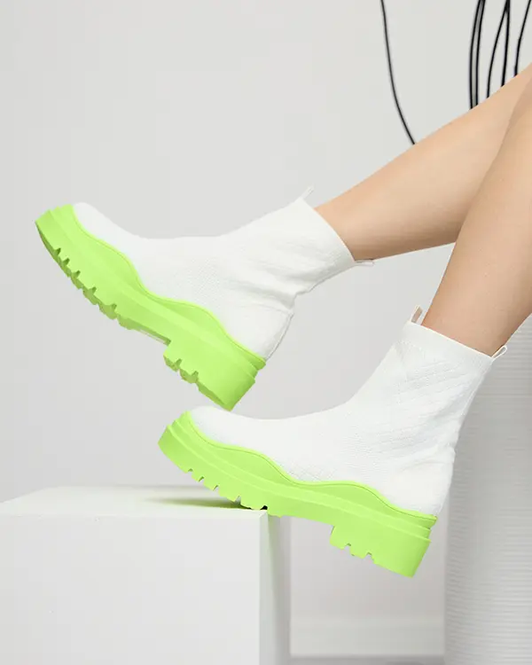 Resti Resti White-green women's flat-heeled boots Seritis - Footwear