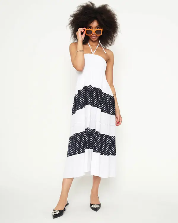 Resti Resti White polka dot maxi skirt PLUS SIZE - Clothing