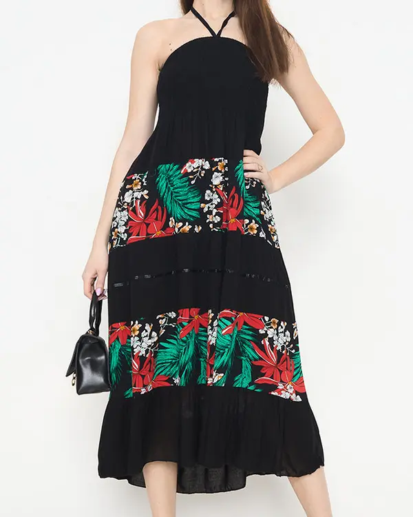 Resti Resti Women's black floral midi dress - Clothing