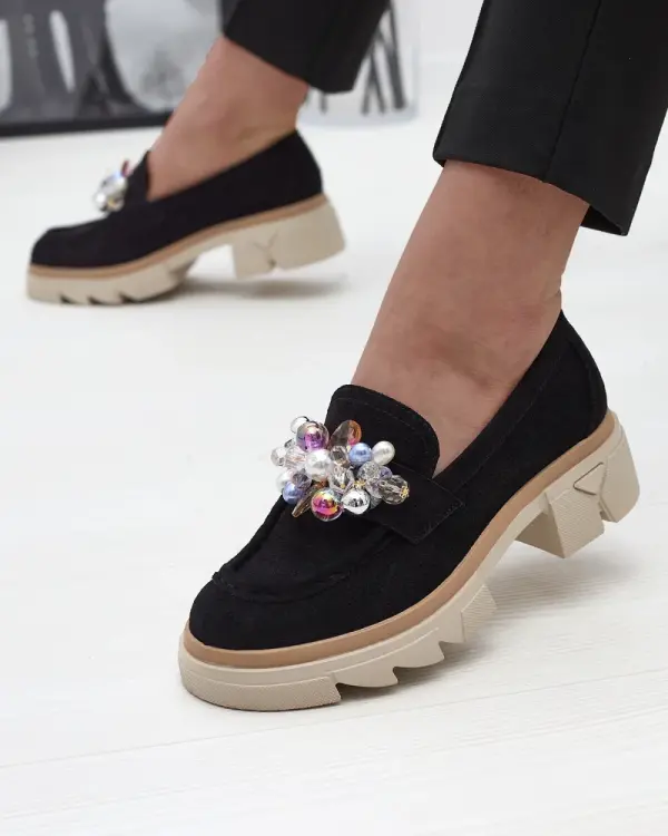 Resti Resti Women's black openwork moccasins Peloga- Footwear