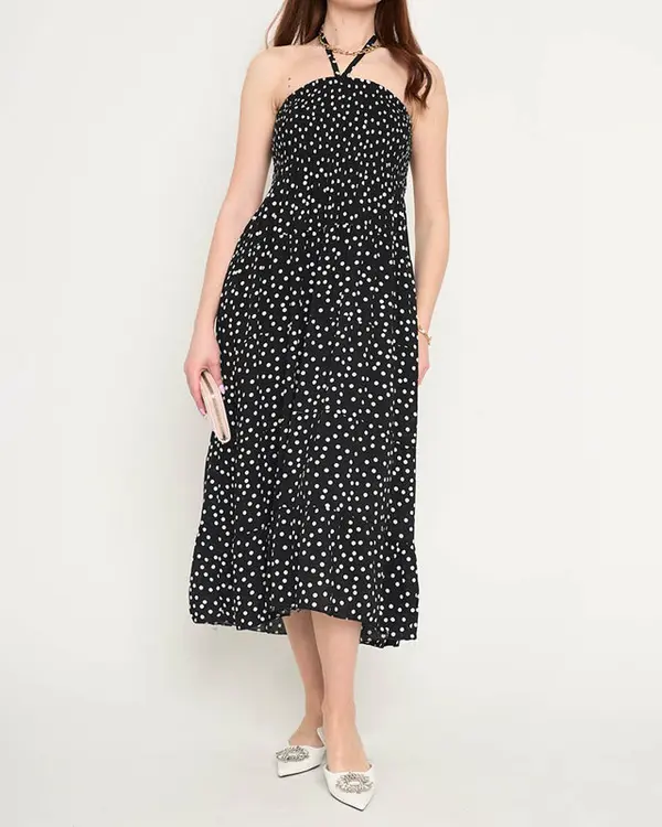 Resti Resti Women's black polka dot midi dress - Clothing