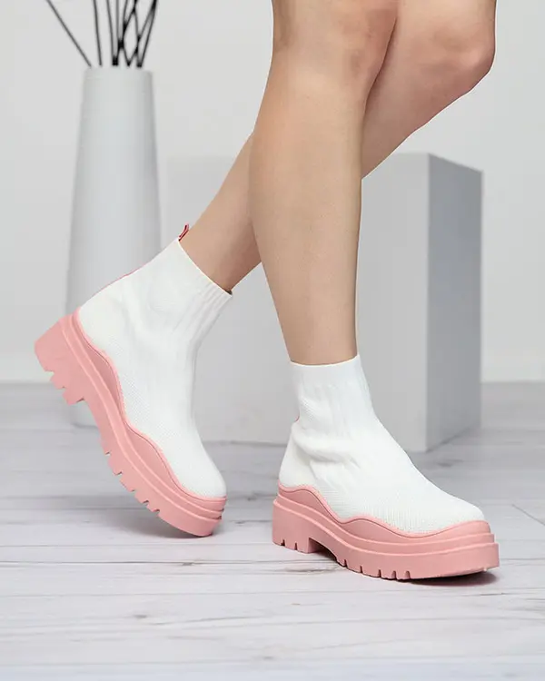 Resti Resti Women's boots on a thicker sole in white and pink Korlic-Shoes