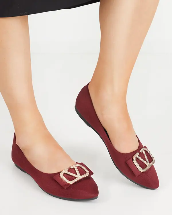 Resti Resti Women's burgundy ballerinas with an ornament on the toe Cavo - Footwear