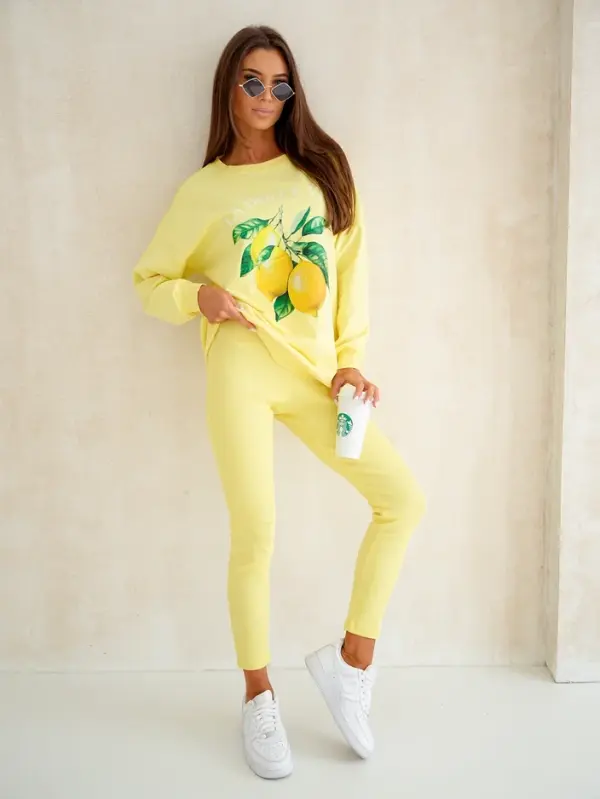 Resti Resti Women's cotton set with lemon sweatshirt and leggings