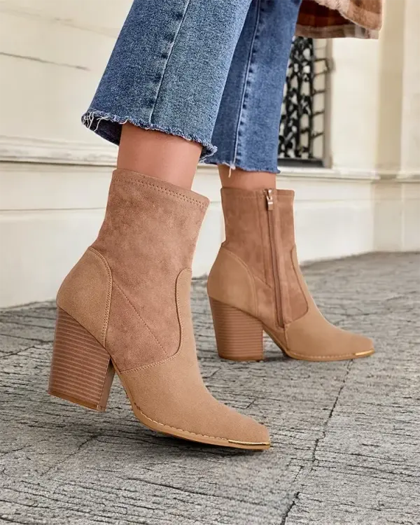 Resti Resti Women's eco-suede ankle boots on a post Gris