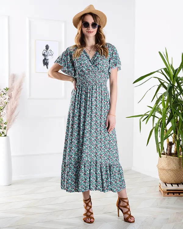 Resti Resti Women's floral midi dress in blue- Clothing
