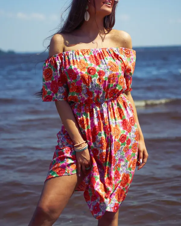 Resti Resti Women's floral mini dress a'la hiszpanka in red