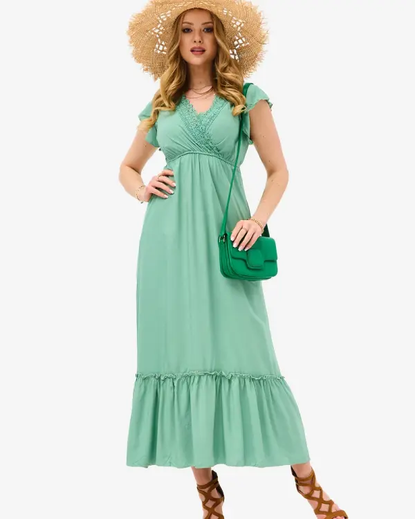 Resti Resti Women's green long dress with lace - Clothing