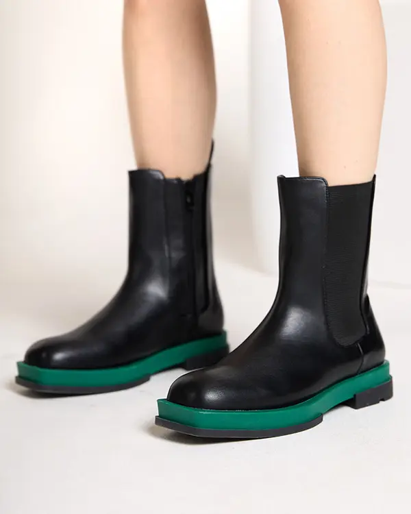 Resti Resti Women's high boots with a square toe in black and green Litepi - Footwear