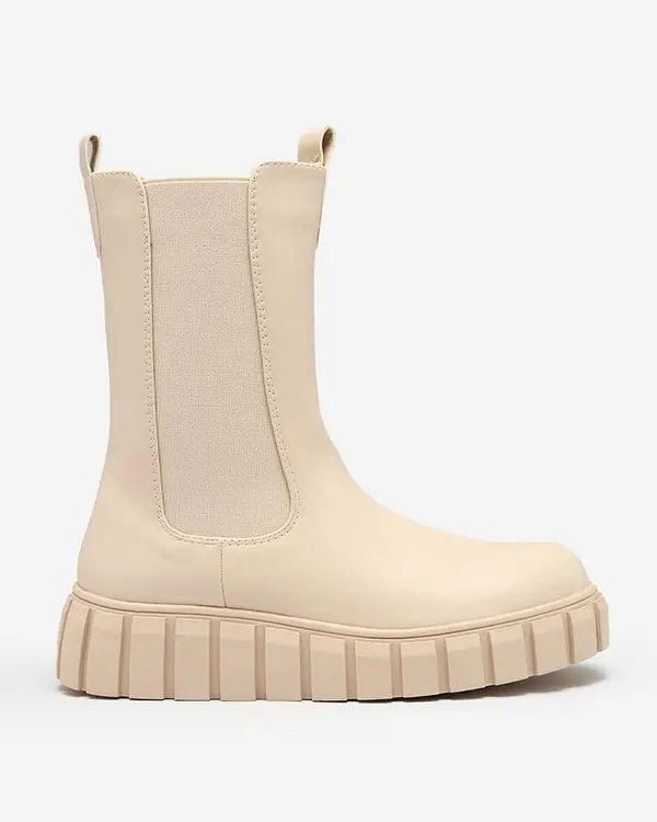 Resti Resti Women's high flat heeled boots in ecru Elicane