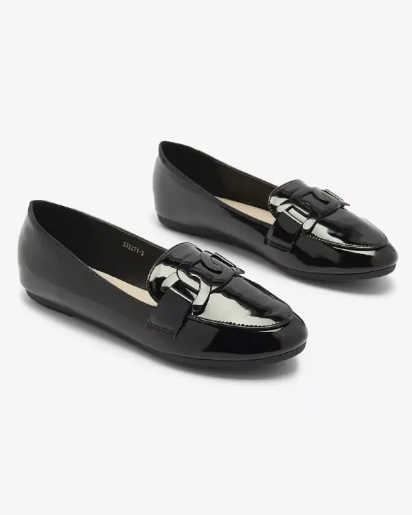 Resti Resti Women's lacquered moccasins with ornament in black- Footwear