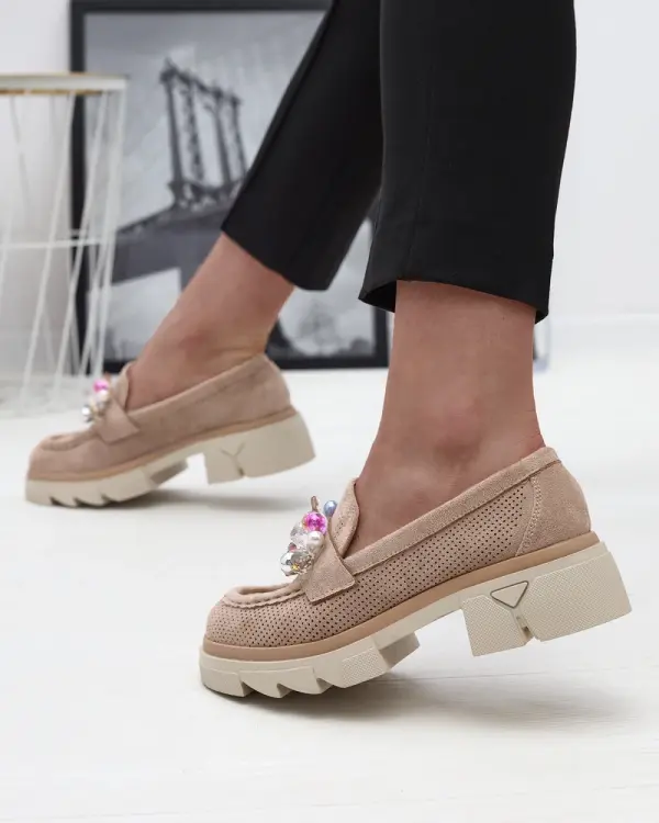 Resti Resti Women's light brown openwork moccasins Peloga- Footwear