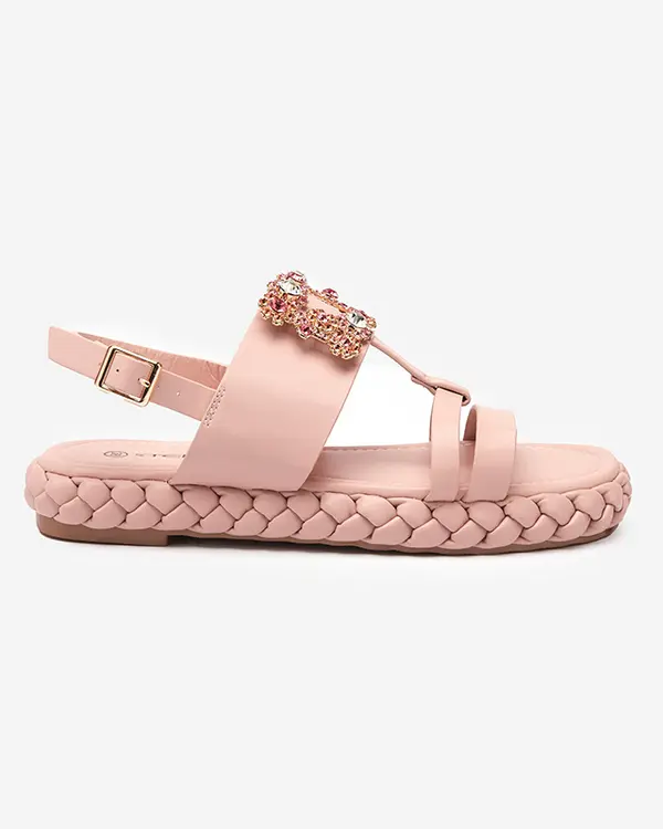 Resti Resti Women's light pink sandals with a decorative Govy buckle - Footwear
