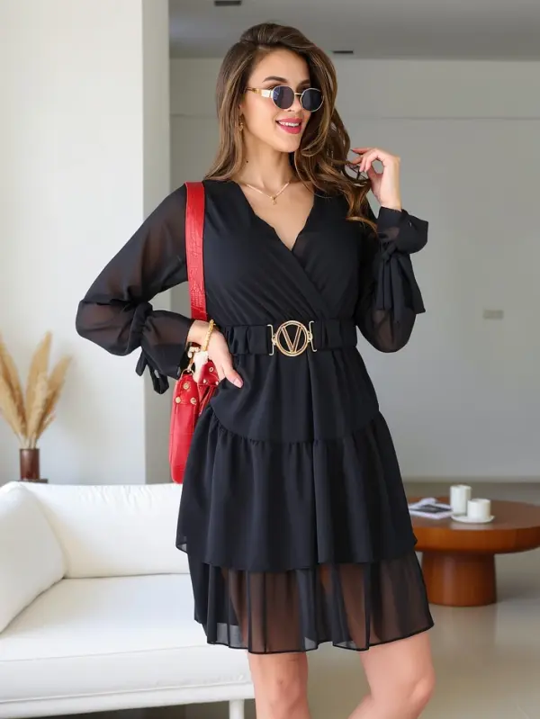 Resti Resti Women's mini dress with frills and wrap neckline