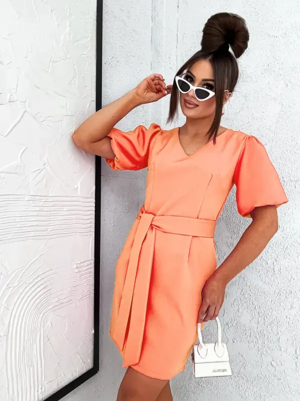 Resti Resti Women's mini dress with puff sleeves and V neckline