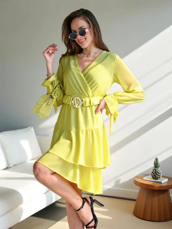 Resti Resti Women's mini dress with ruffles and wrap neckline